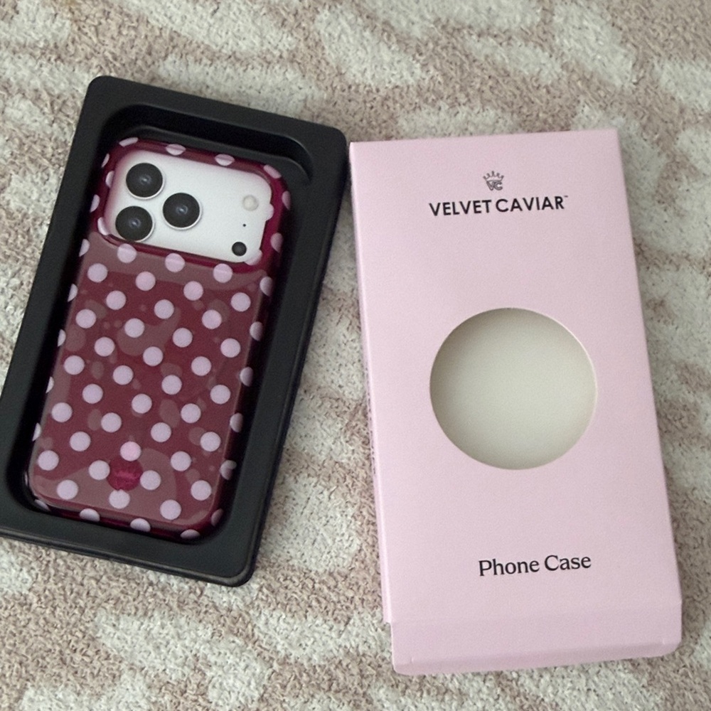 Velvet Caviar Raspberry Polka Dot iPhone 17 Pro Case